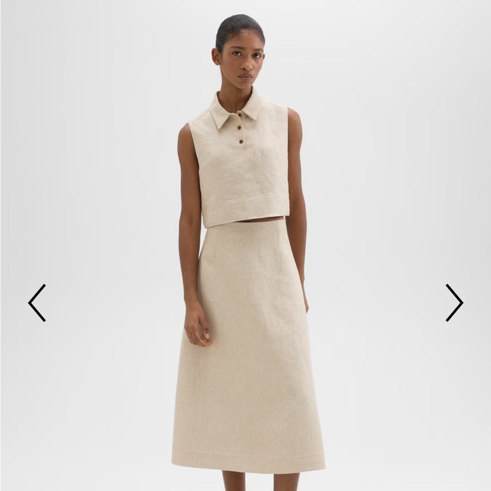 Theory Beige Midi Skirt